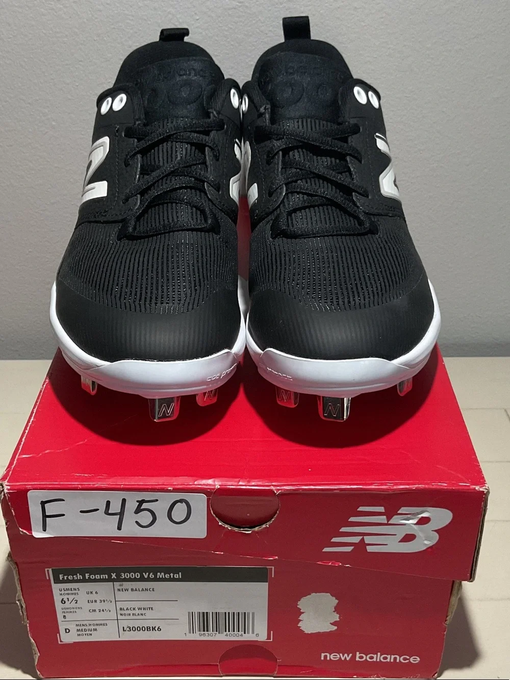 New Balance Black & White Metal Baseball Cleats